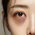 under-eye bags and dark circles on a Korean woman aged 30